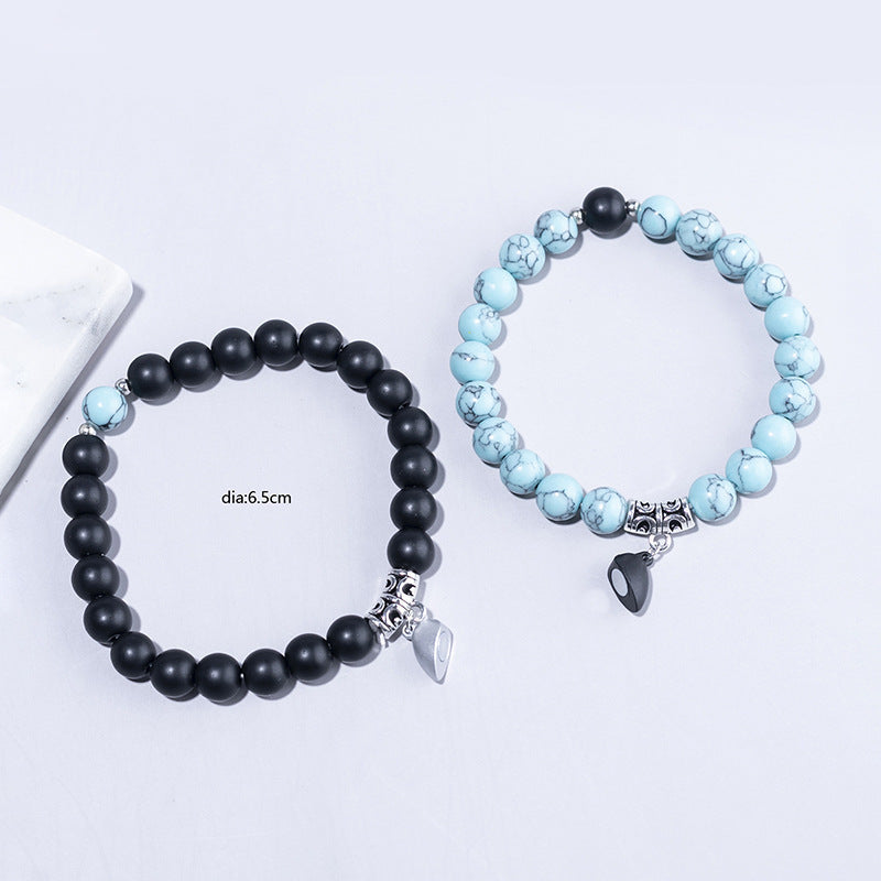 Minimalist Heart Agate Plated Bracelet Set for Unisex