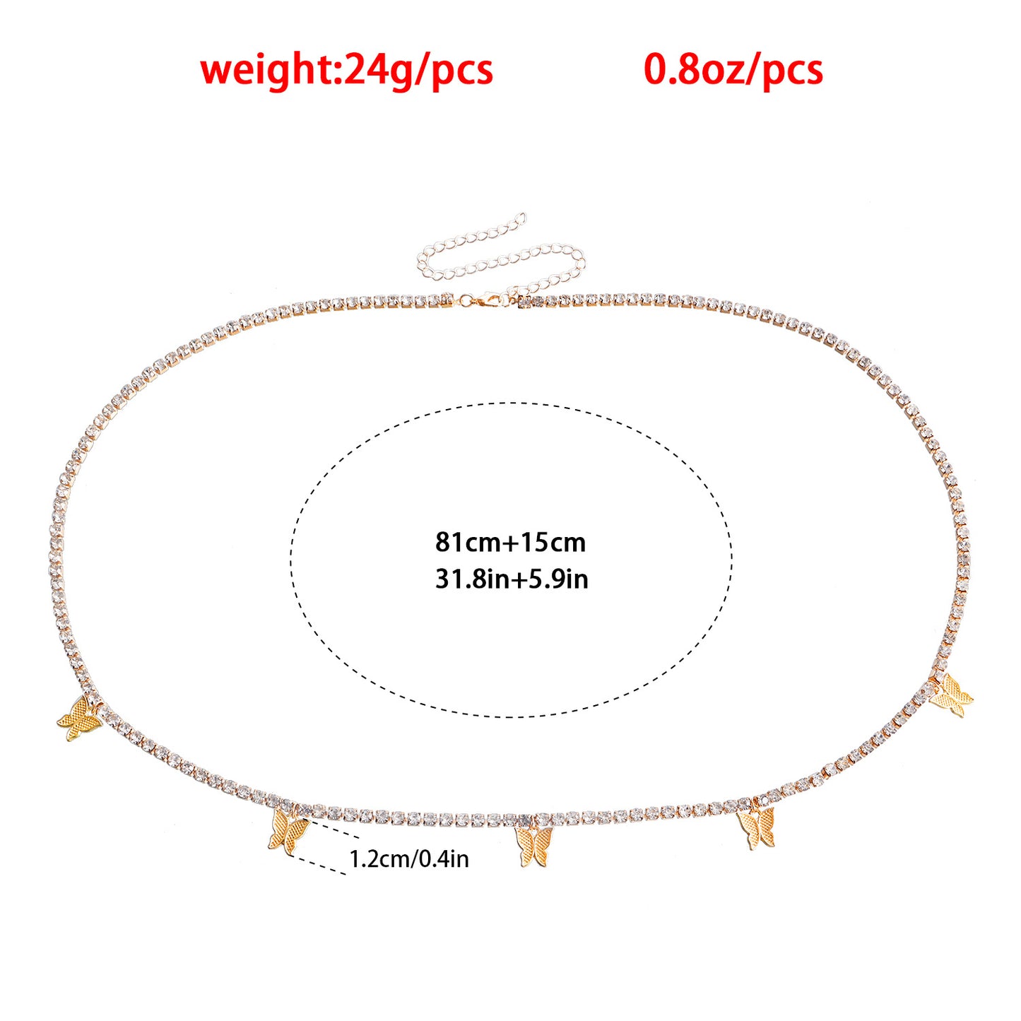 Punk Casual Butterfly Rhinestone Tassel Body Chain for Women