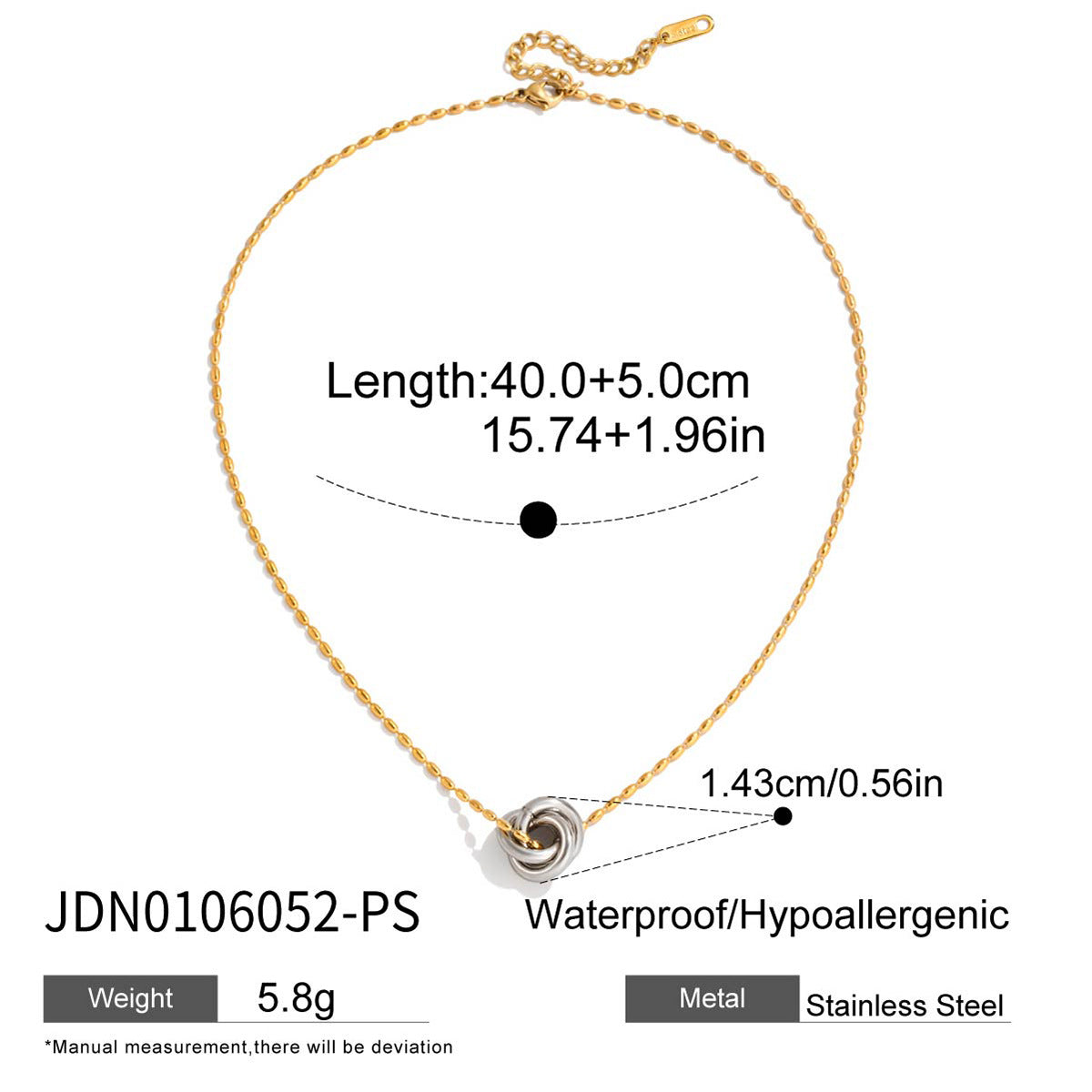 Collana Minimalista da Donna con Anelli Geometrici in Acciaio Inossidabile con Finitura Placcata