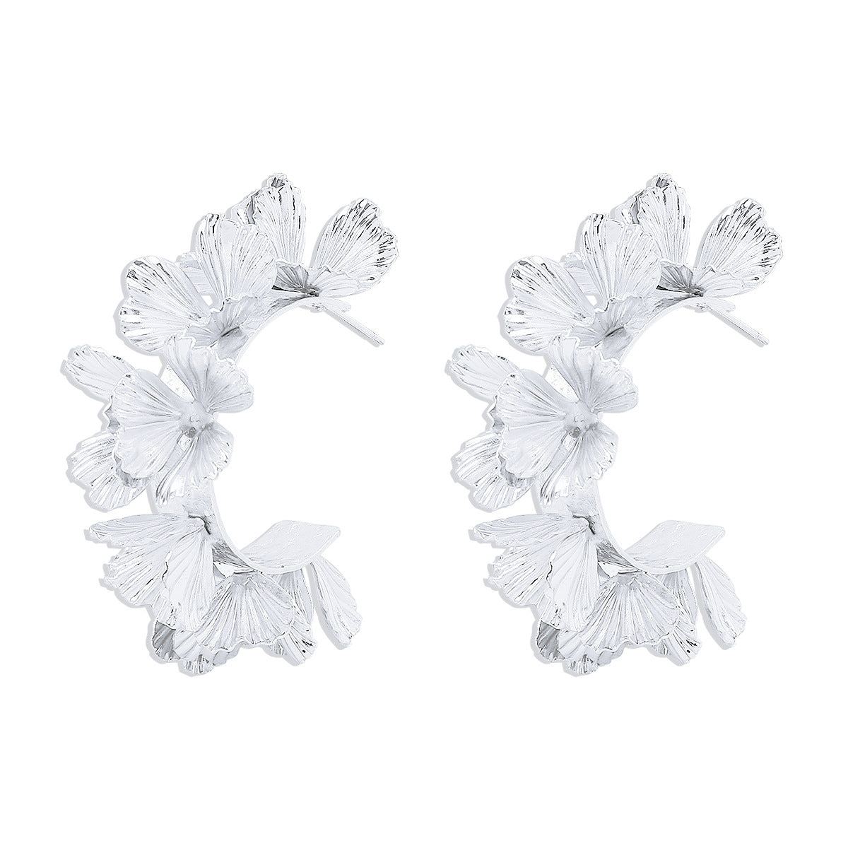 Pendientes de hierro con forma floral, estilo dulce y atrevido, con galvanoplastia para mujer