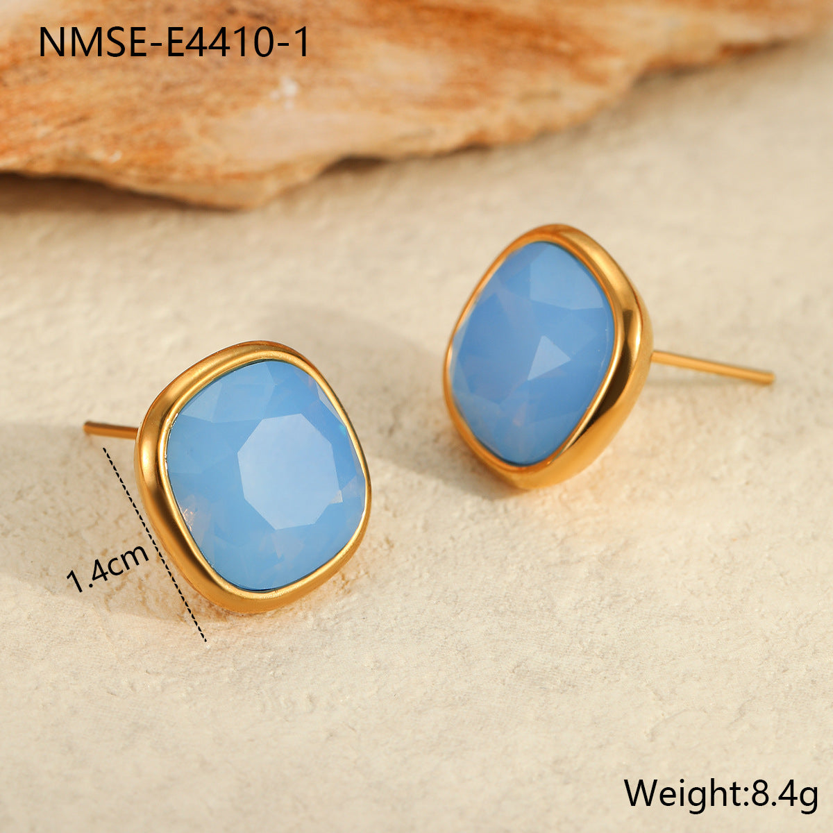 Orecchini Vintage Quadrati Geometrici in Acciaio Inossidabile con Placcatura in Oro 18K e Intarsi di Zirconi Colorati da Donna