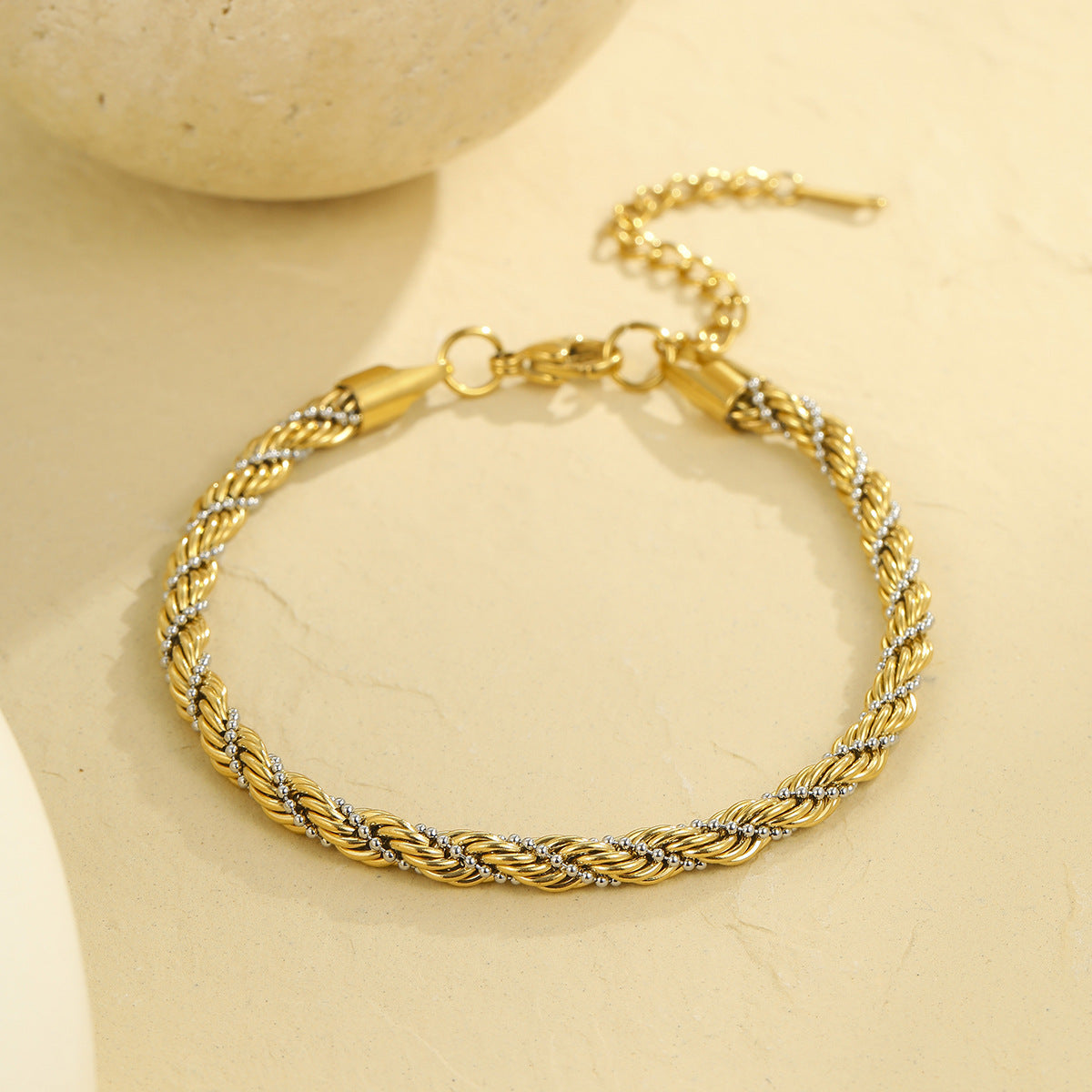 Bracciale con catena attorcigliata geometrica OL alla moda, in acciaio inossidabile placcato oro 18 carati, gioielli da donna