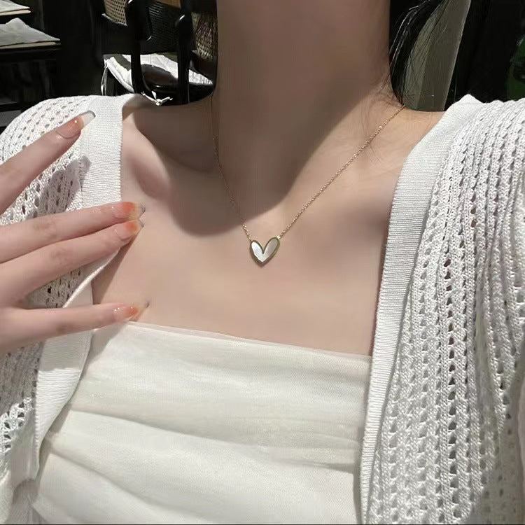 Minimalist Heart-Shaped Titanium Steel Pendant Necklace for Women with Plated Finish and O-Chain