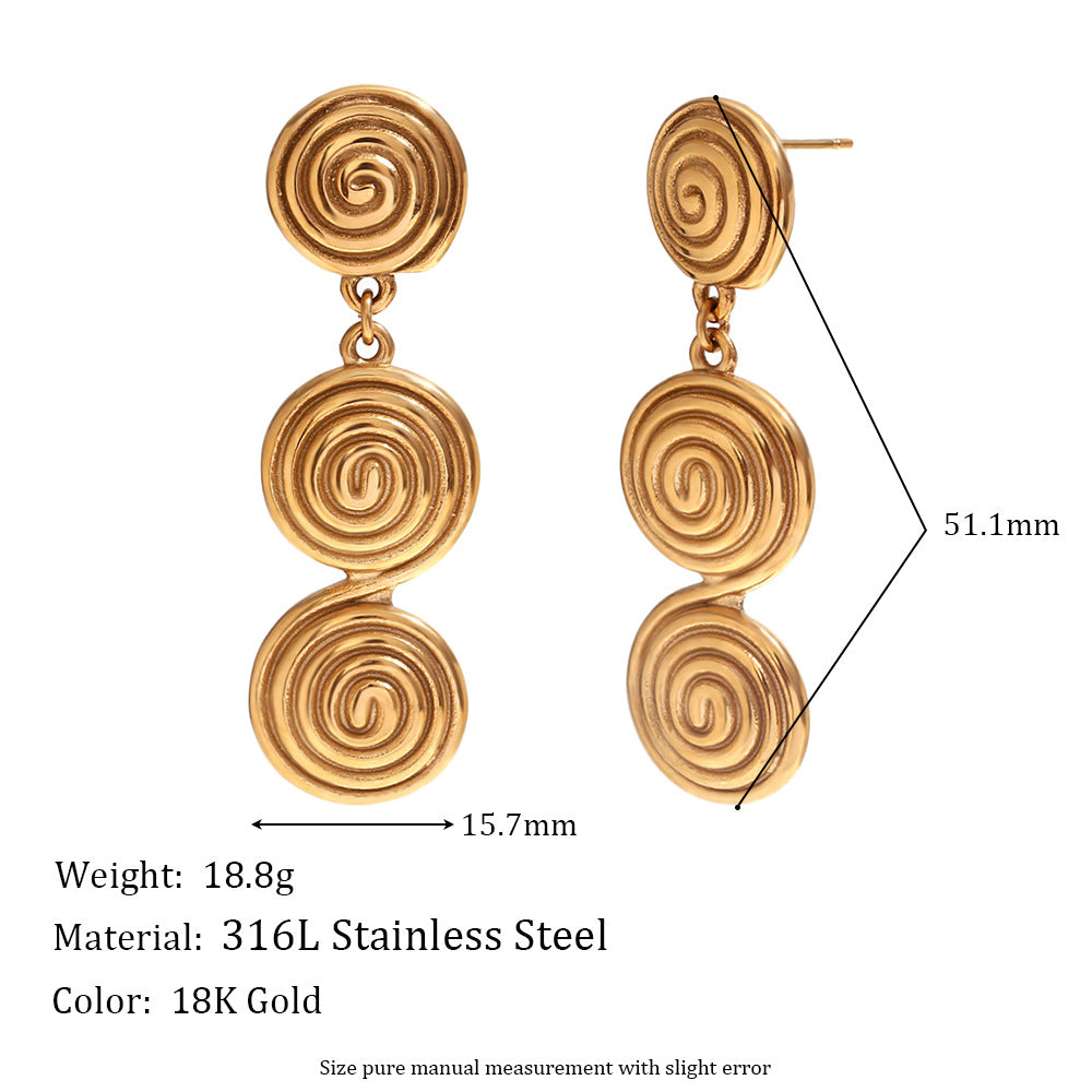 Fashionable Geometric Hollow-Out Asymmetrical Hammered Texture Stainless Steel Ear Cuffs with 18K Gold Plating for Women