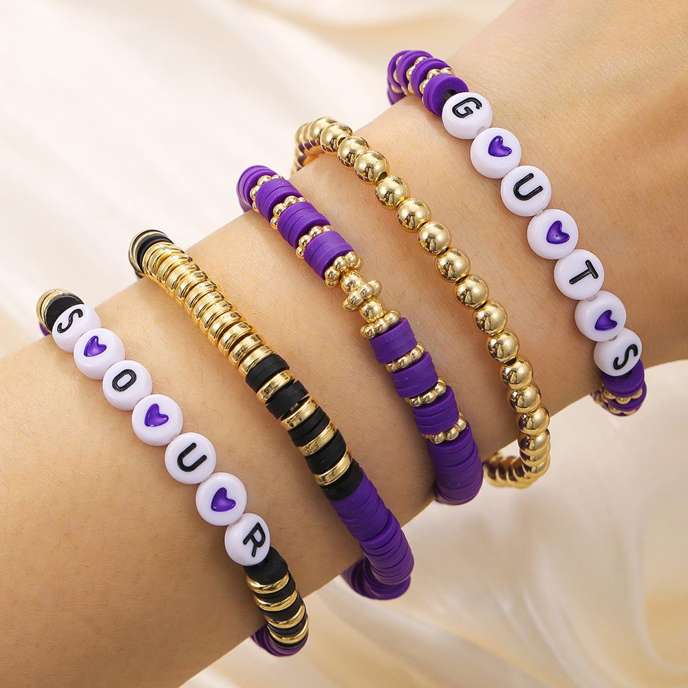 Colorful Letter Resin Beaded Bracelet Set