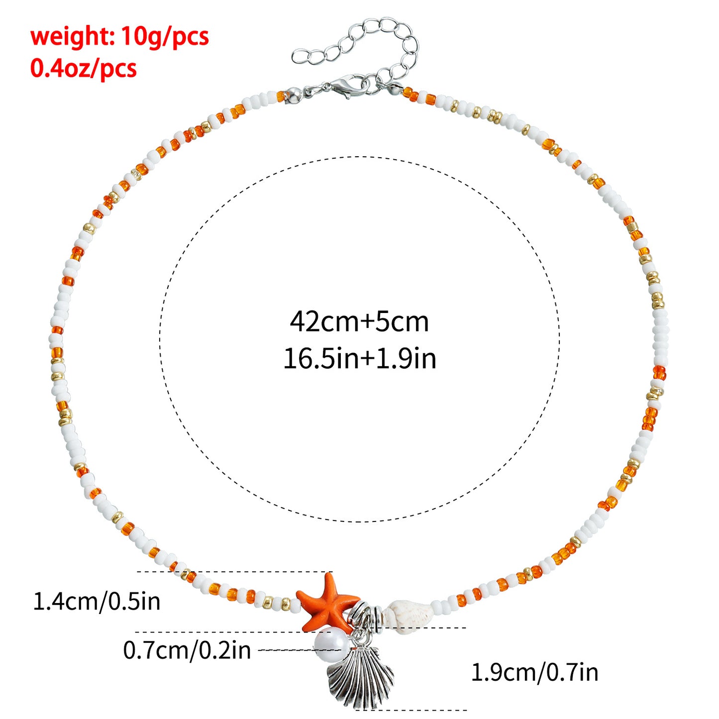 Bohemian Starfish Pendant Necklace for Women with Geometric Seashell Beads and Alloy Plated Clavicle Chain