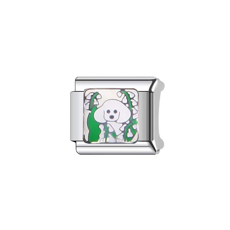 Sweet Cartoon Character Stainless Steel Plated DIY Charm Bar Watch Strap