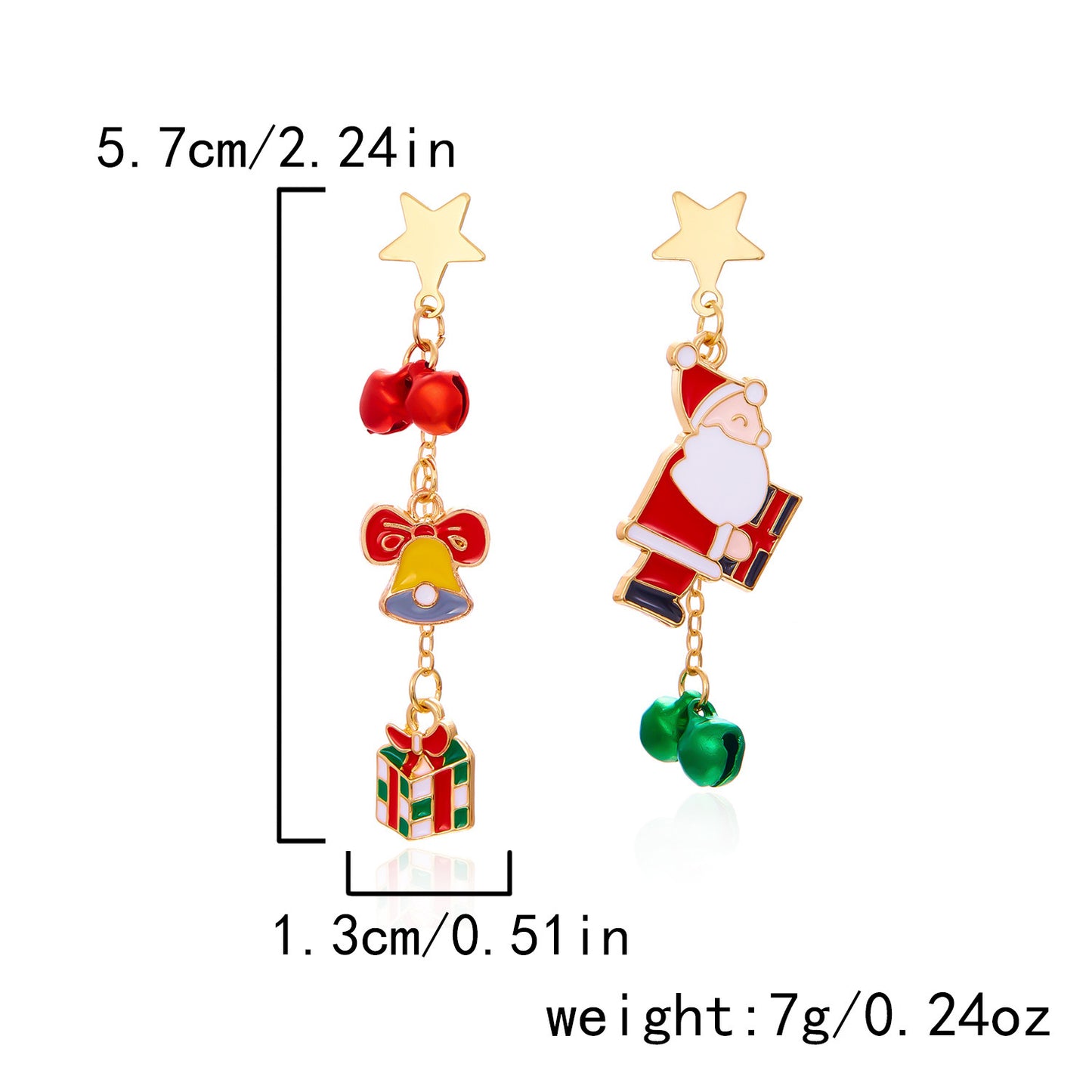 Pendientes de Navidad de aleación a la moda con forma de lazo y acabado chapado para mujer, con motivos navideños de copos de nieve, renos y Papá Noel.