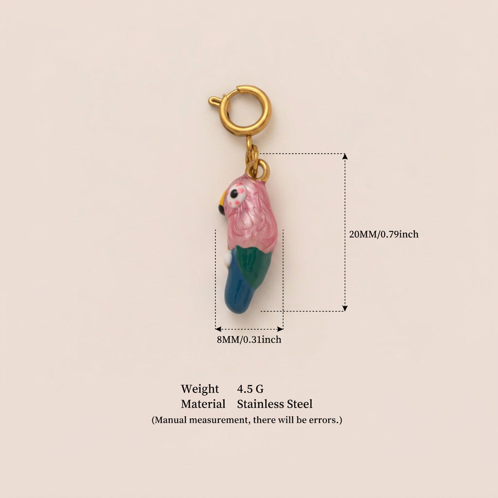 Vintage 18K Gold Plated Stainless Steel Animal Pendant Charm Bar for Women