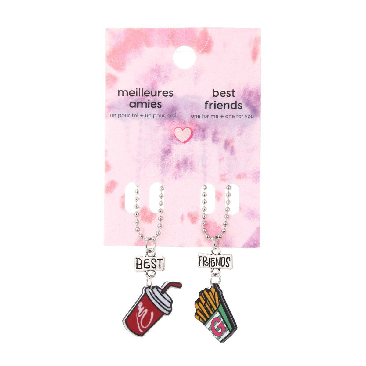Set di collane con pendente a cartone animato di Coca Cola e patatine fritte per bambini, collana geometrica in resina con design stampato, gioielli dell'amicizia per bambini per la festa dei bambini