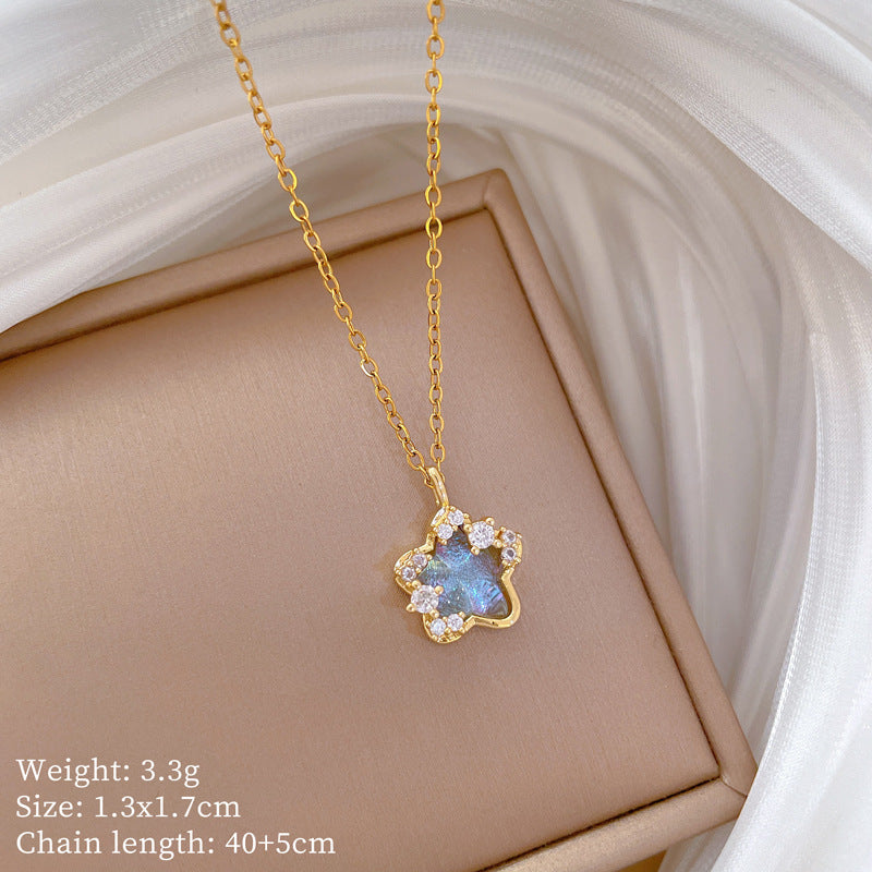 Geometric Style Titanium Steel Necklace with Copper Pendant Plated in Real Gold for Women and Men