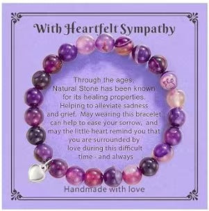 Unisex Heart Natural Stone Beaded Bracelet