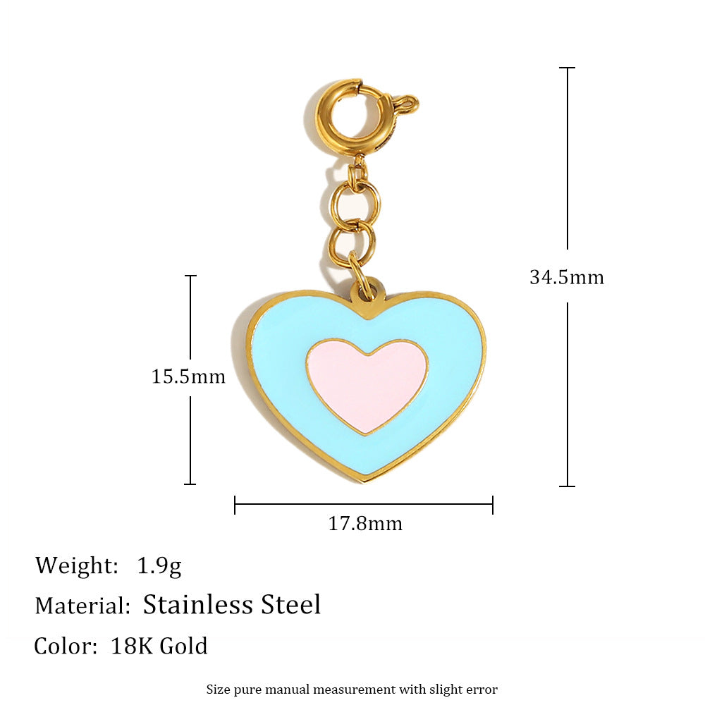 Geometric Heart Pendant with Spring Clasp in Stainless Steel Plated with 18K Gold for Fashionable Office Wear