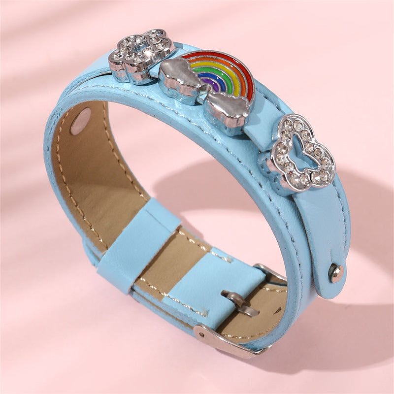 Pulsera de mariposa de resina estilo retro punk con diamantes de imitación para niñas con acabado artesanal