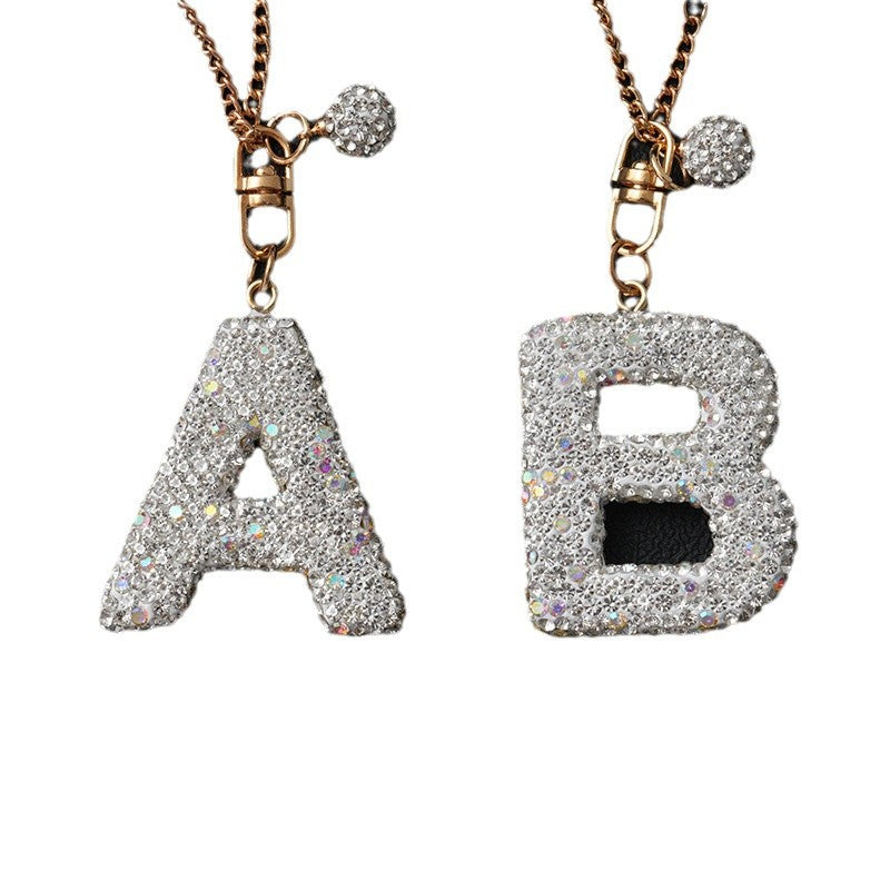 Luxury Rhinestone Letter Pendant Resin Charm for Car Cup Chain