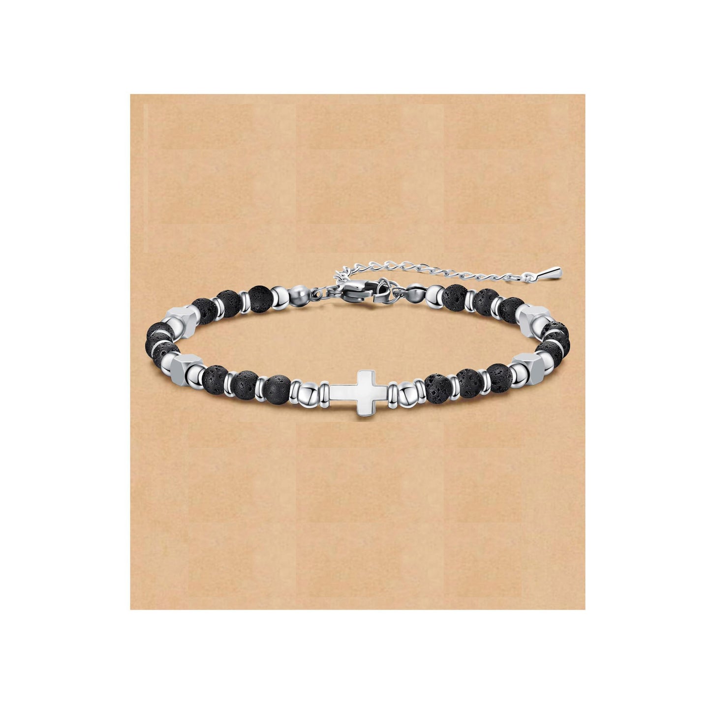 Bohemian Sweet Geometric Natural Stone Turquoise Agate Zebra Print Stainless Steel Bracelet Unisex