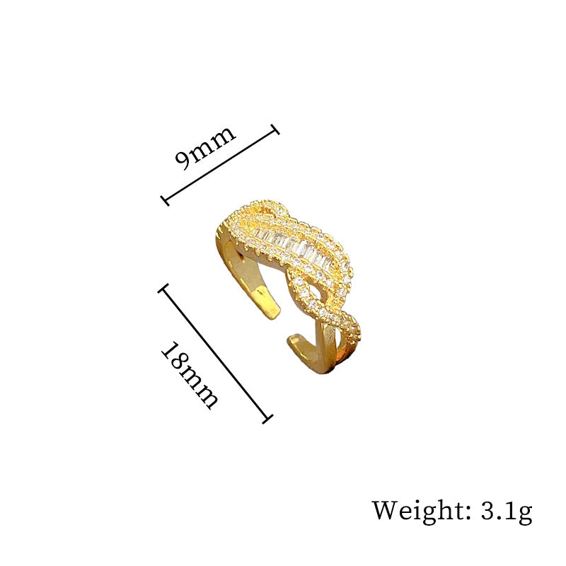 Minimalist Sweet Geometric Round Brass Plated Rhinestone Ring for Women and Men