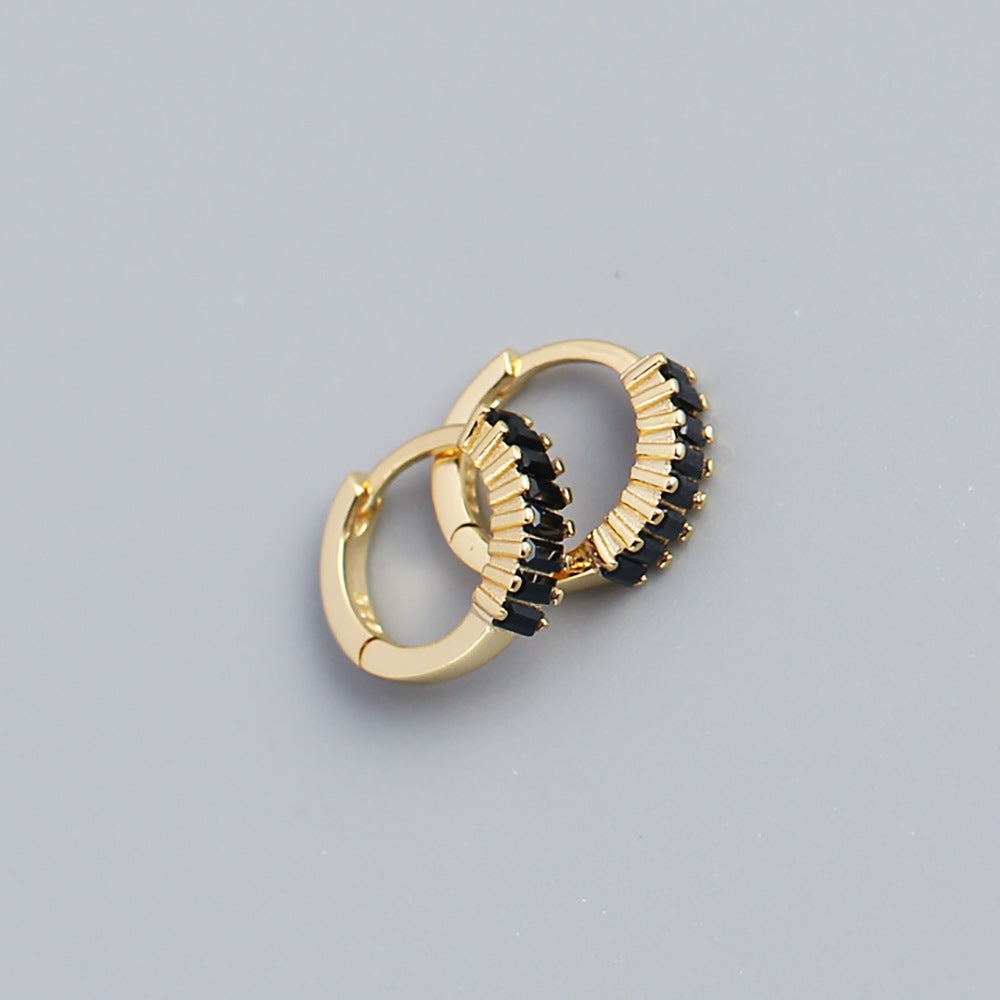 Pendientes de tuerca de plata esterlina 925 con incrustaciones geométricas de diamantes de imitación para hombres y mujeres unisex