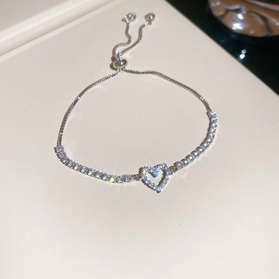 Elegant Geometric Floral Bracelet for Women in Plated Copper with Rhinestone Accents, Minimalist Office Style Hand Jewelry