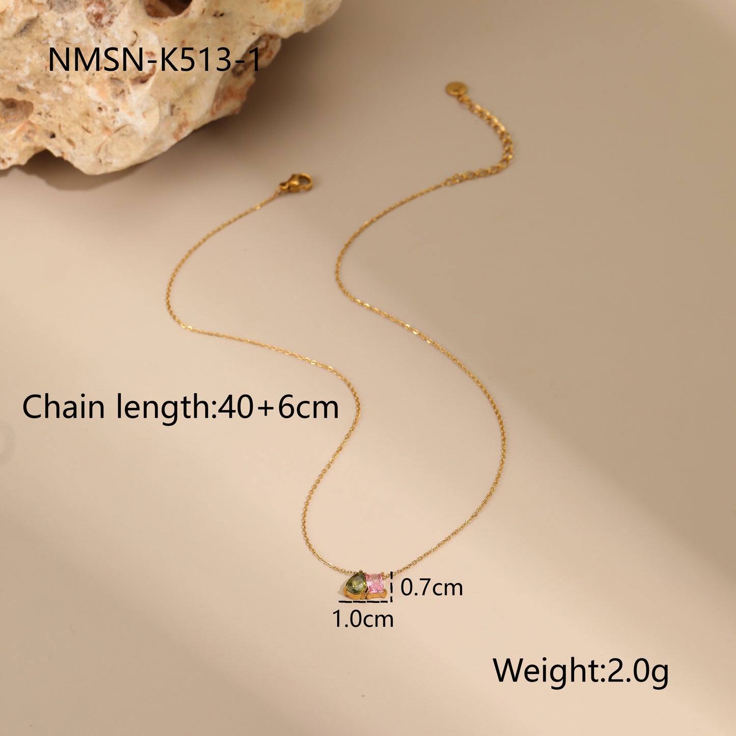Set di collana geometrica in acciaio inossidabile con placcatura in oro 18 carati e inserti in zircone, da donna
