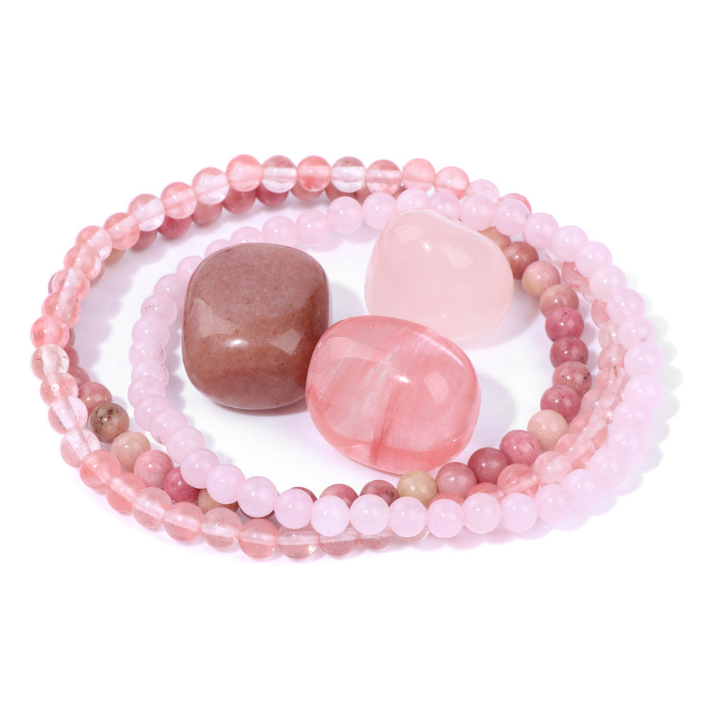 Vintage Geometric Stone Beaded Bracelet Set Unisex Meditation Raw Stone Stress Relief Hand Jewelry