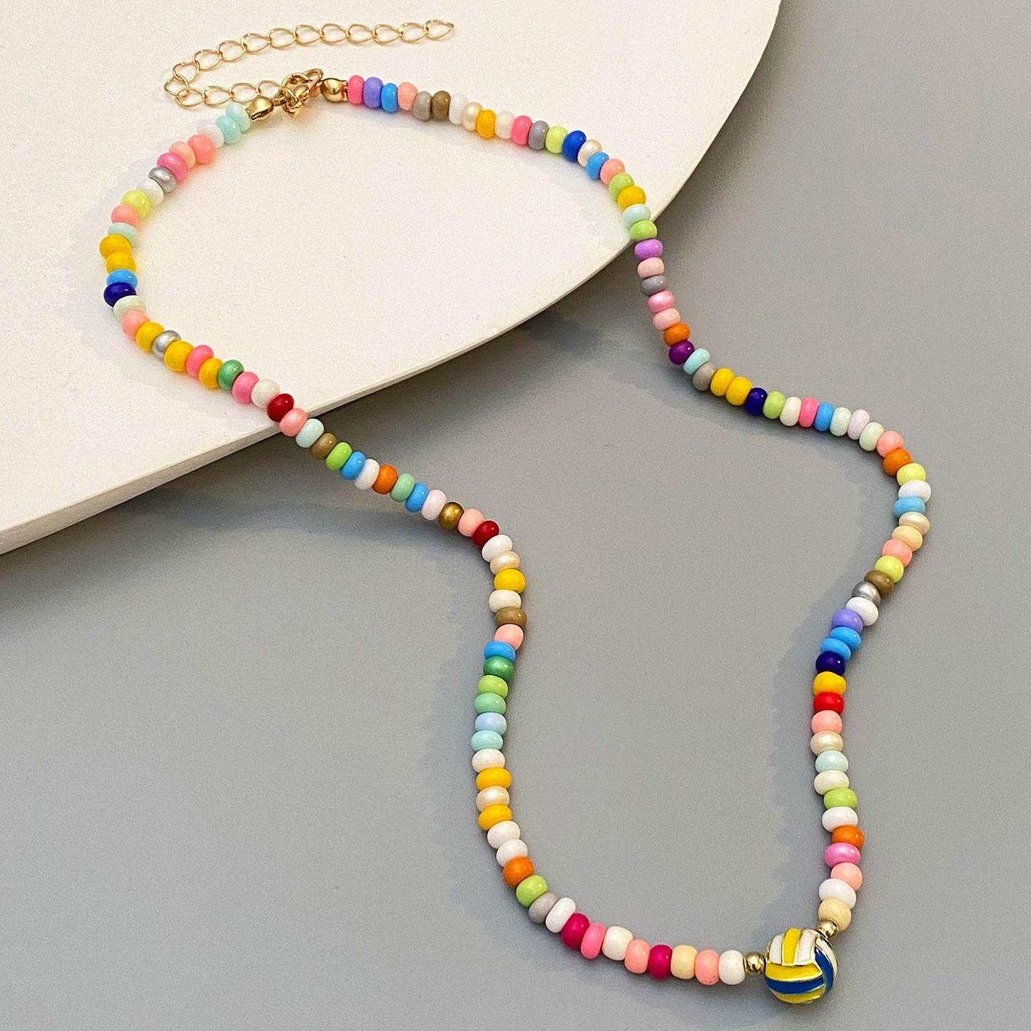 Bohemian Casual Oval Geometric Alloy Ball Chain Necklace for Women