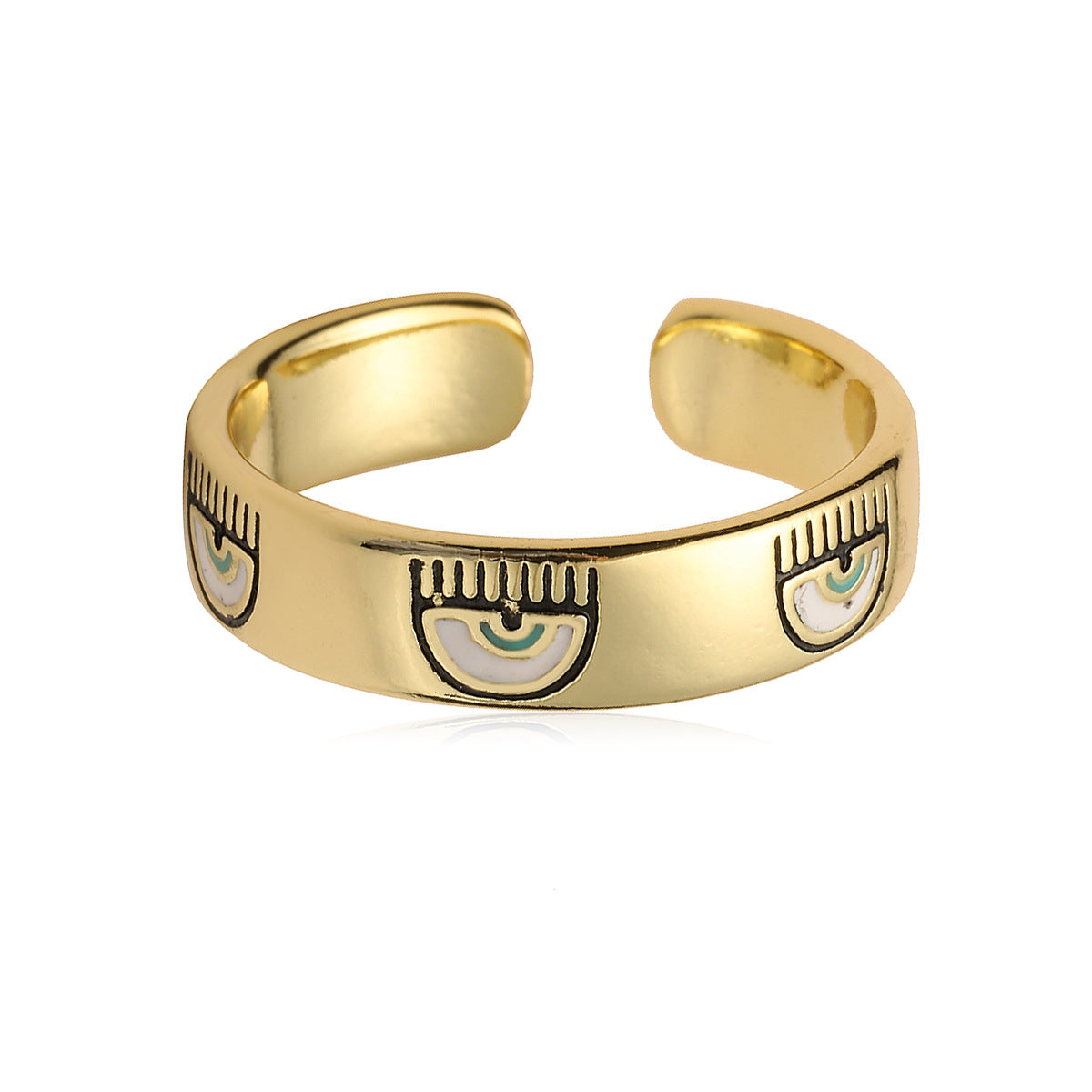 Minimalist Geometric Micro-inlay Brass Ring for Women