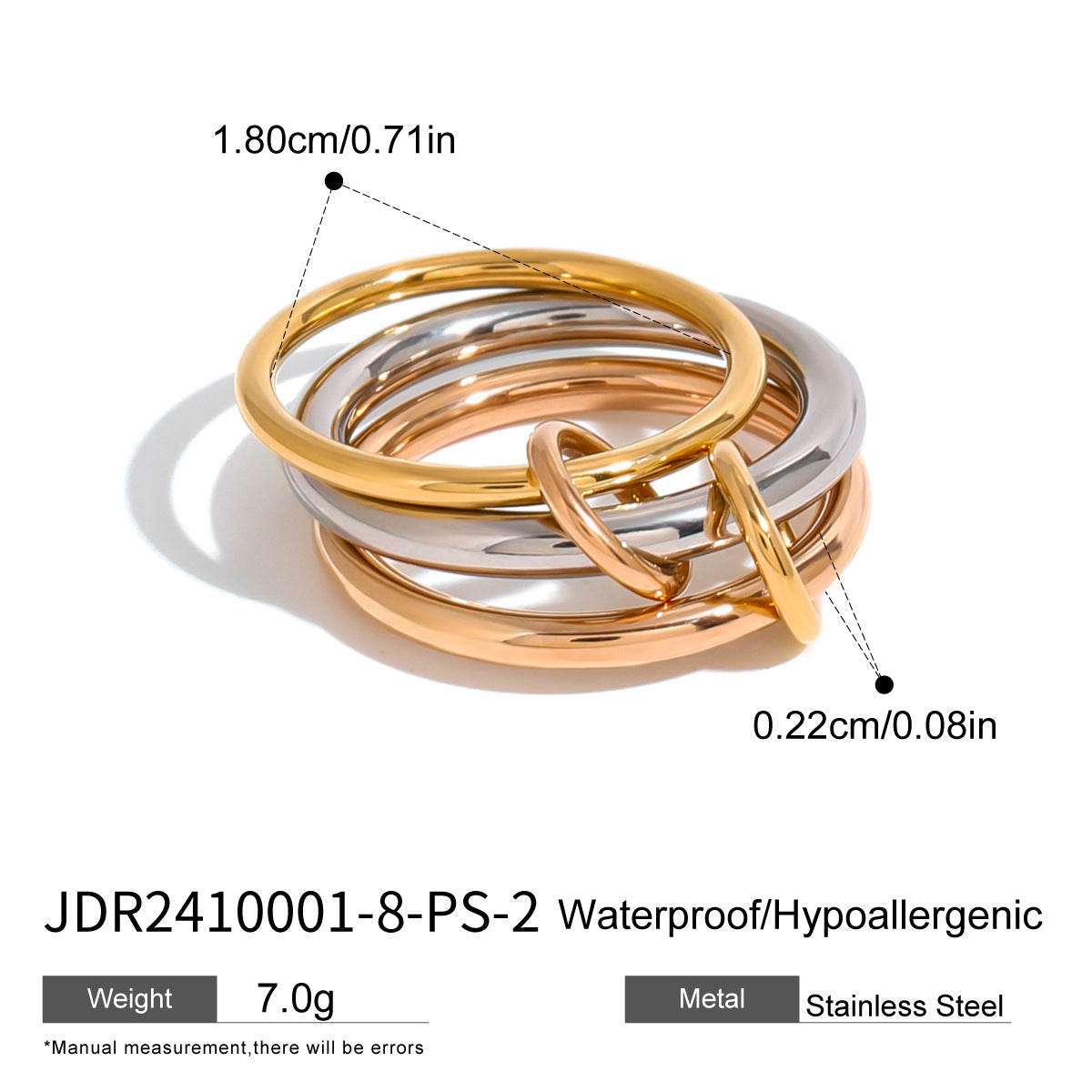 Geometric Plated Stainless Steel Ring for Women