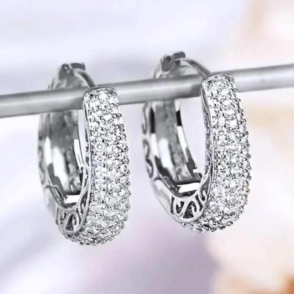 Minimalist Round Oval Cubic Zirconia Plated Brass Earrings for Women with 925 Sterling Silver Posts