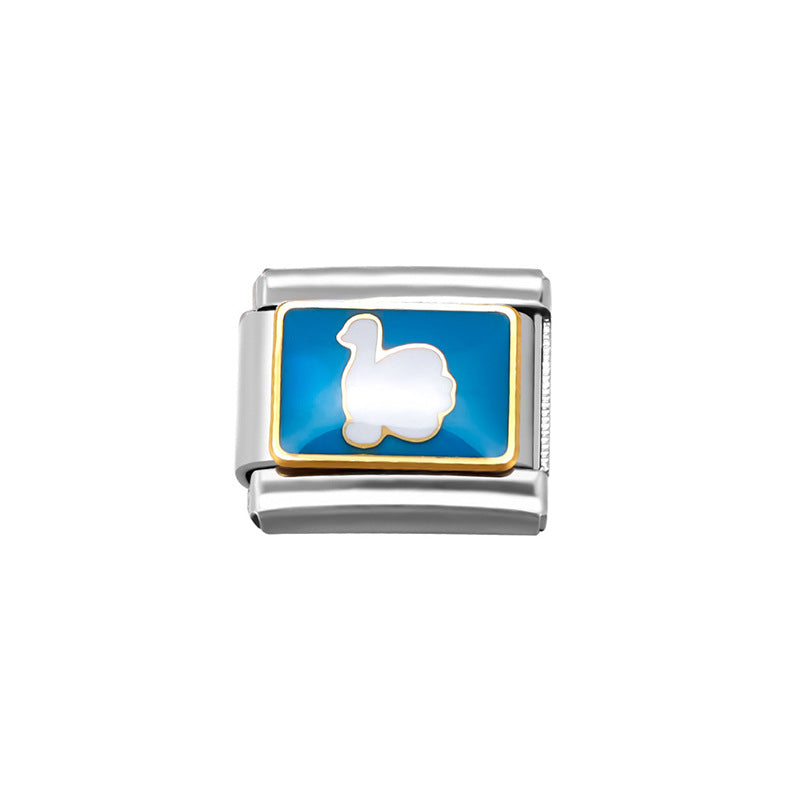 Sweet Cartoon Plated Stainless Steel DIY Charm Bar Bracelet Unisex Gift