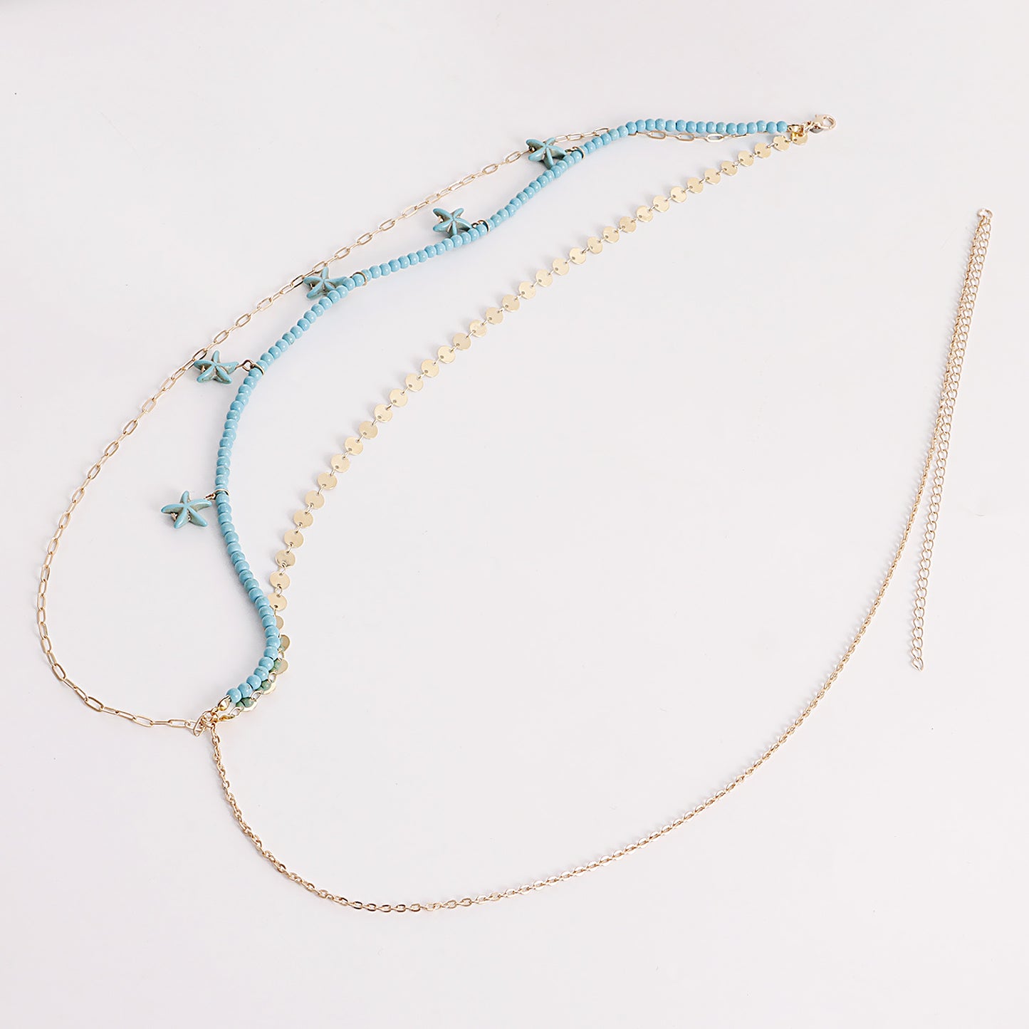Bohemian Punk Multi-Layer Turquoise Starfish Pendant Waist Chain for Women