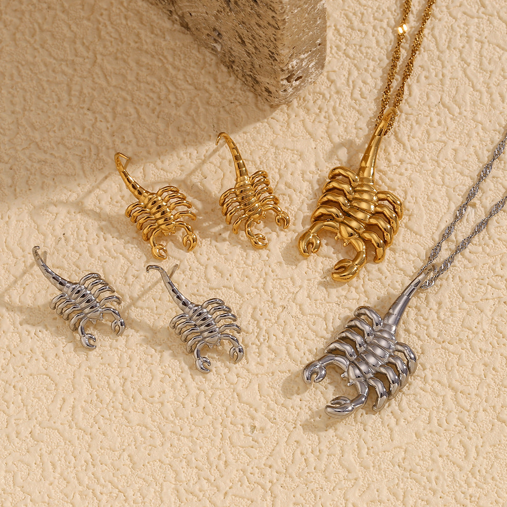 Fashionable Scorpion Pendant Necklace for Women Stainless Steel with 18K Gold Plating Animal Design