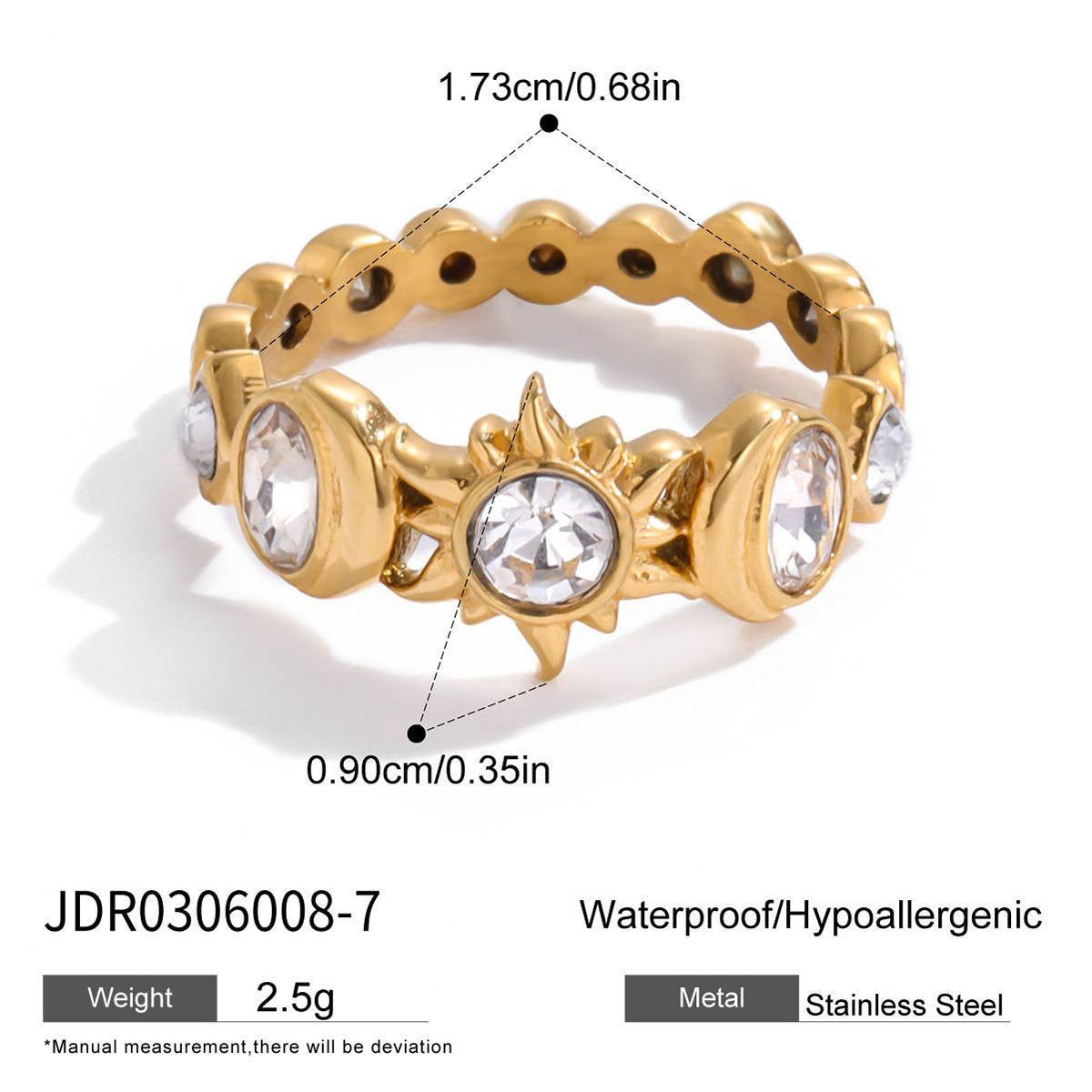 Anello geometrico in acciaio al titanio da donna con finitura galvanica, accessorio di moda di lusso ispirato al vintage