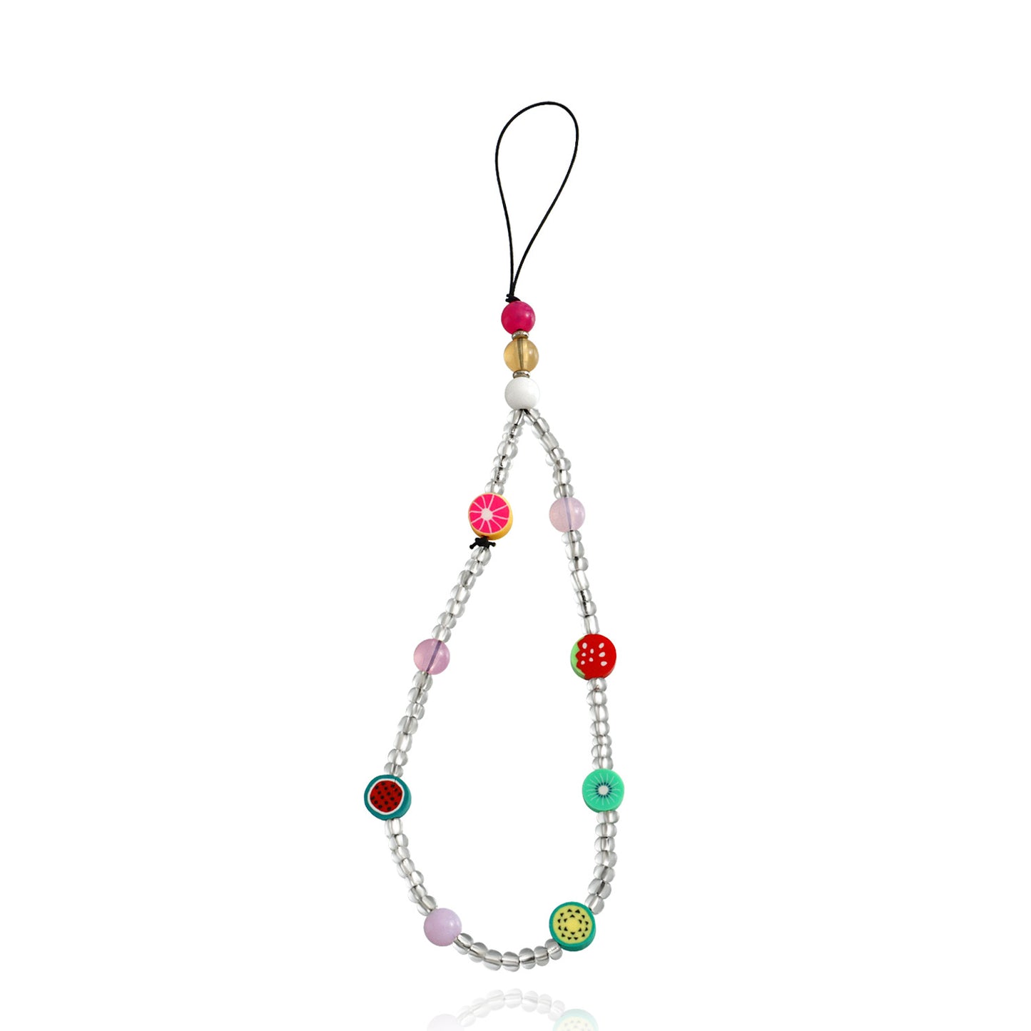 Sweet Fruit Pattern Alloy Plated Handmade Beaded Phone Strap