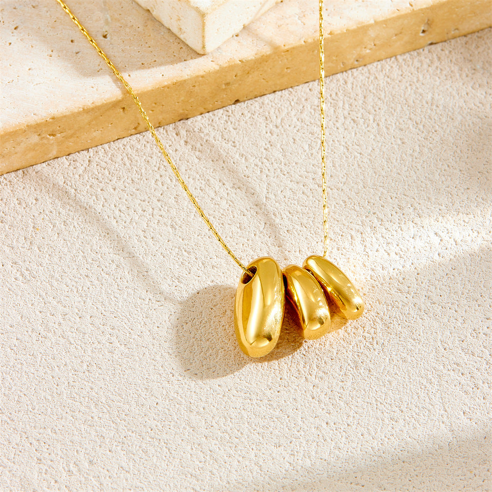 Minimalist Geometric Pendant Necklace in Stainless Steel with Gold Plating on Box Chain for Women