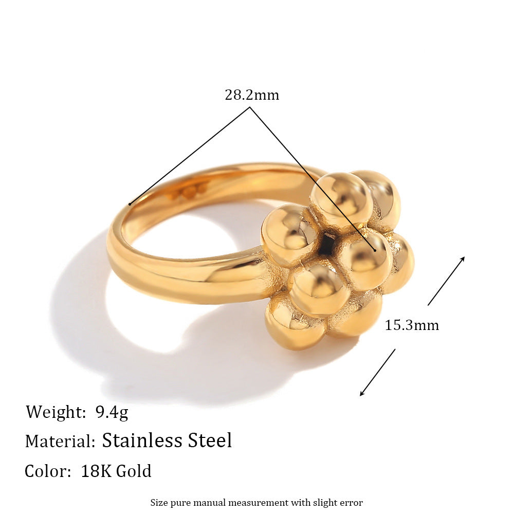 Anello da donna creativo geometrico in acciaio inossidabile placcato oro 18K
