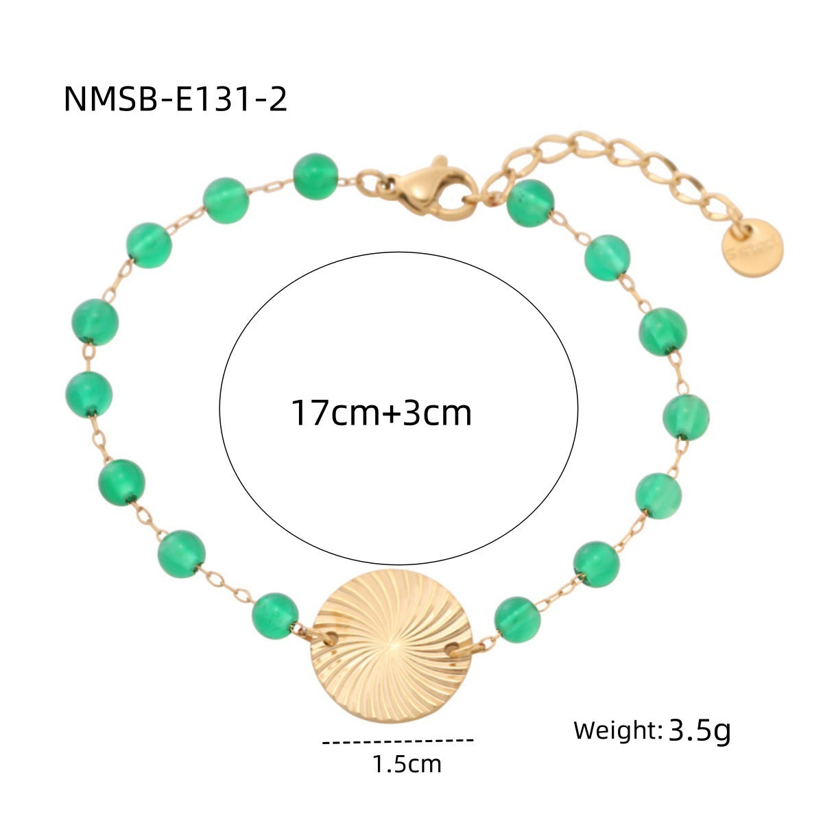 Fashionable Geometric Round Pendant Titanium Steel Bracelet with Colorful Beads and 18K Gold Plating for Women
