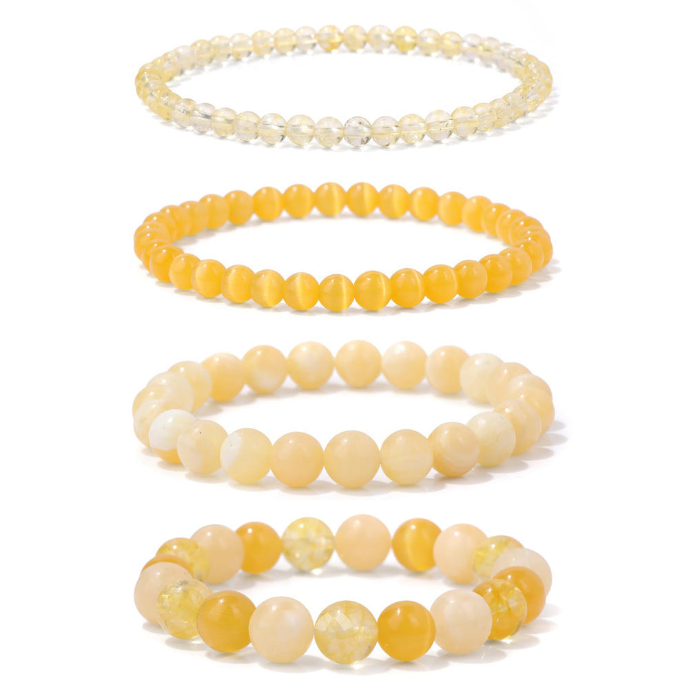 Geometric Natural Stone Beaded Bracelet Set Unisex Handmade Jewelry