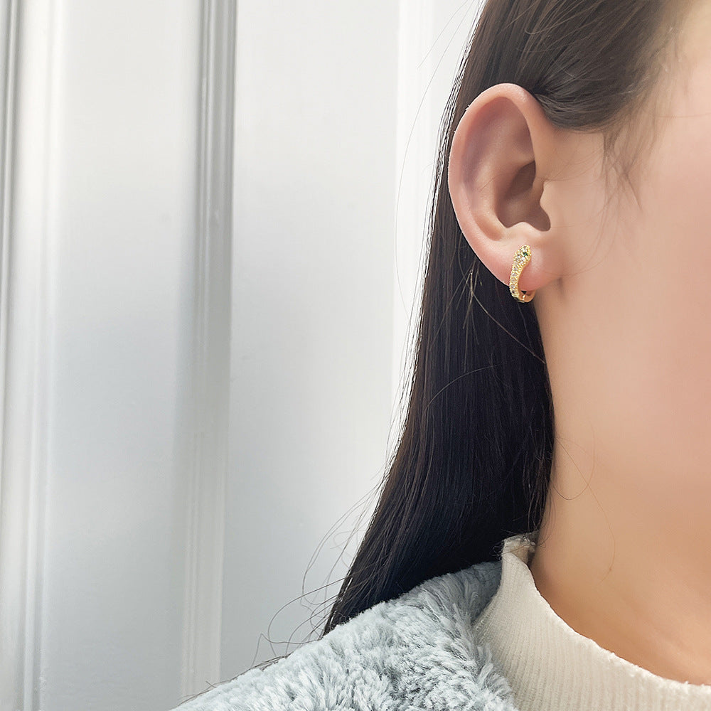 Casual Gold Plated Brass Geometric Earrings with Cubic Zirconia and Stainless Steel Posts