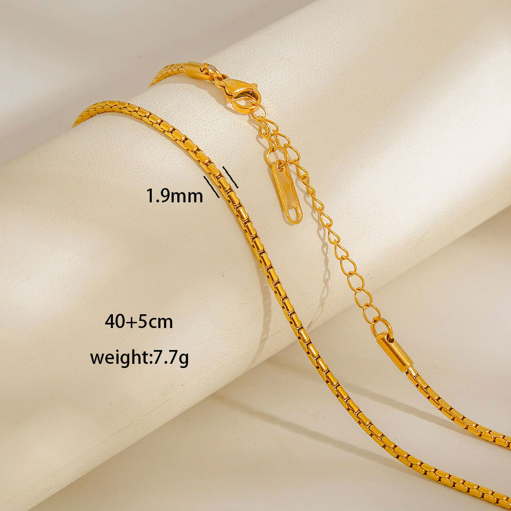 Collana con Ciondoli Geometrici Minimalisti in Acciaio al Titanio Placcato con Nappe, Charm Fai da Te per Donne