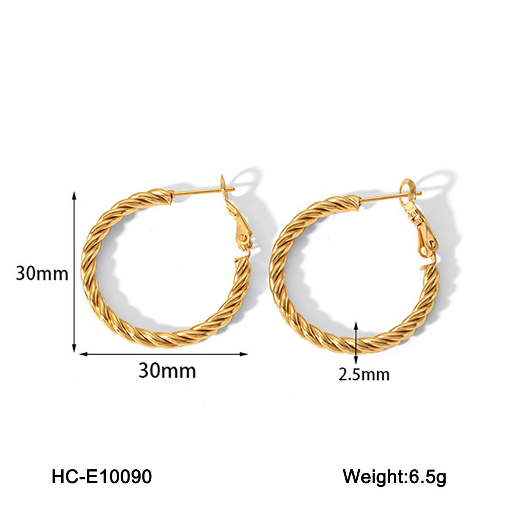 Geometric Twist Stainless Steel Earrings with Vacuum Plating for Hypoallergenic Wear