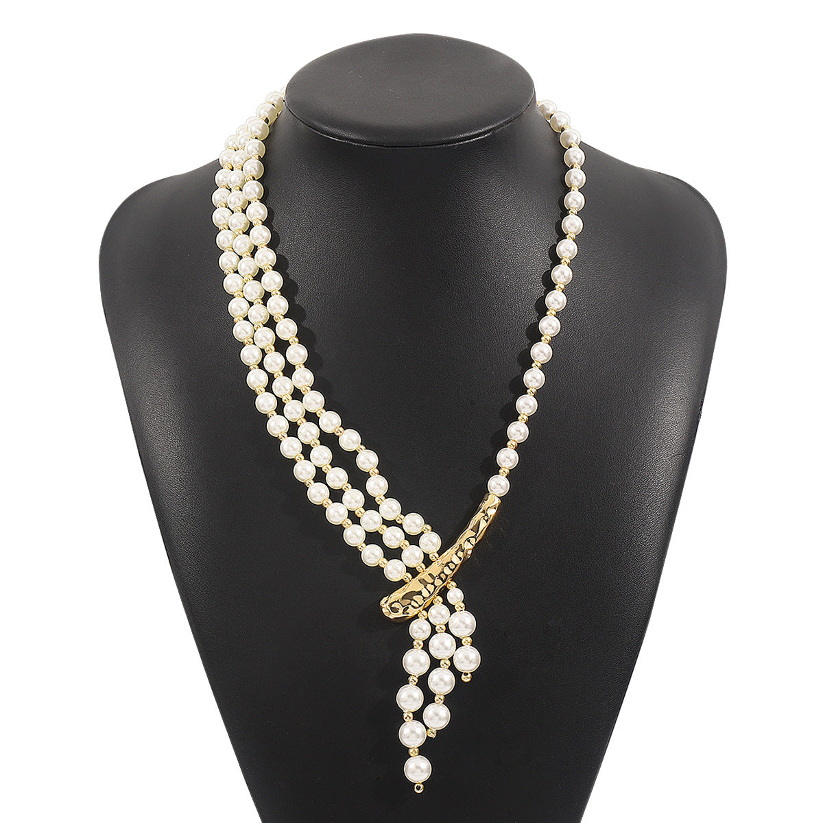 Collana Pendente in Perle Geometriche Vintage in Lega con Finitura Artigianale da Donna