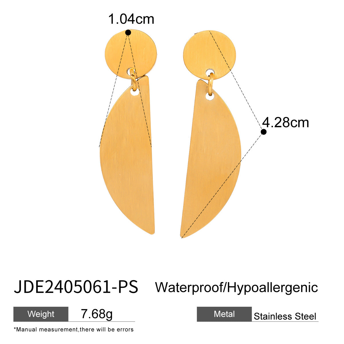 Aretes de Acero Inoxidable con Diseño Geométrico Redondo Minimalista y Baño de Oro para Mujer