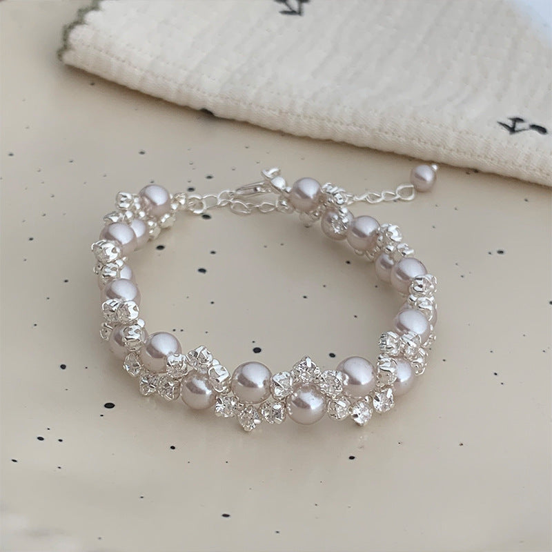 Luxury Elegant Geometric Floral Cubic Zirconia Inlay Bracelet for Women