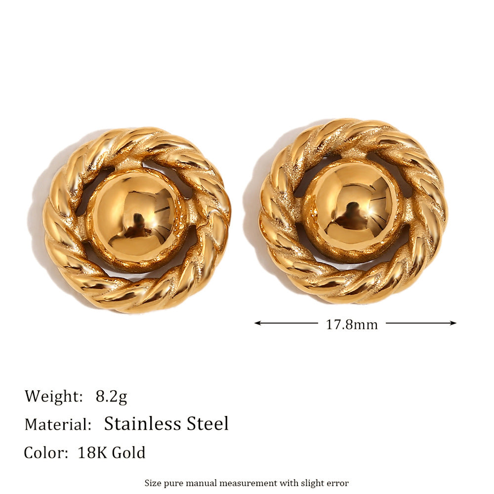 Orecchini minimalisti geometrici da donna in acciaio inossidabile placcato oro 18K con design a petalo plissettato irregolare