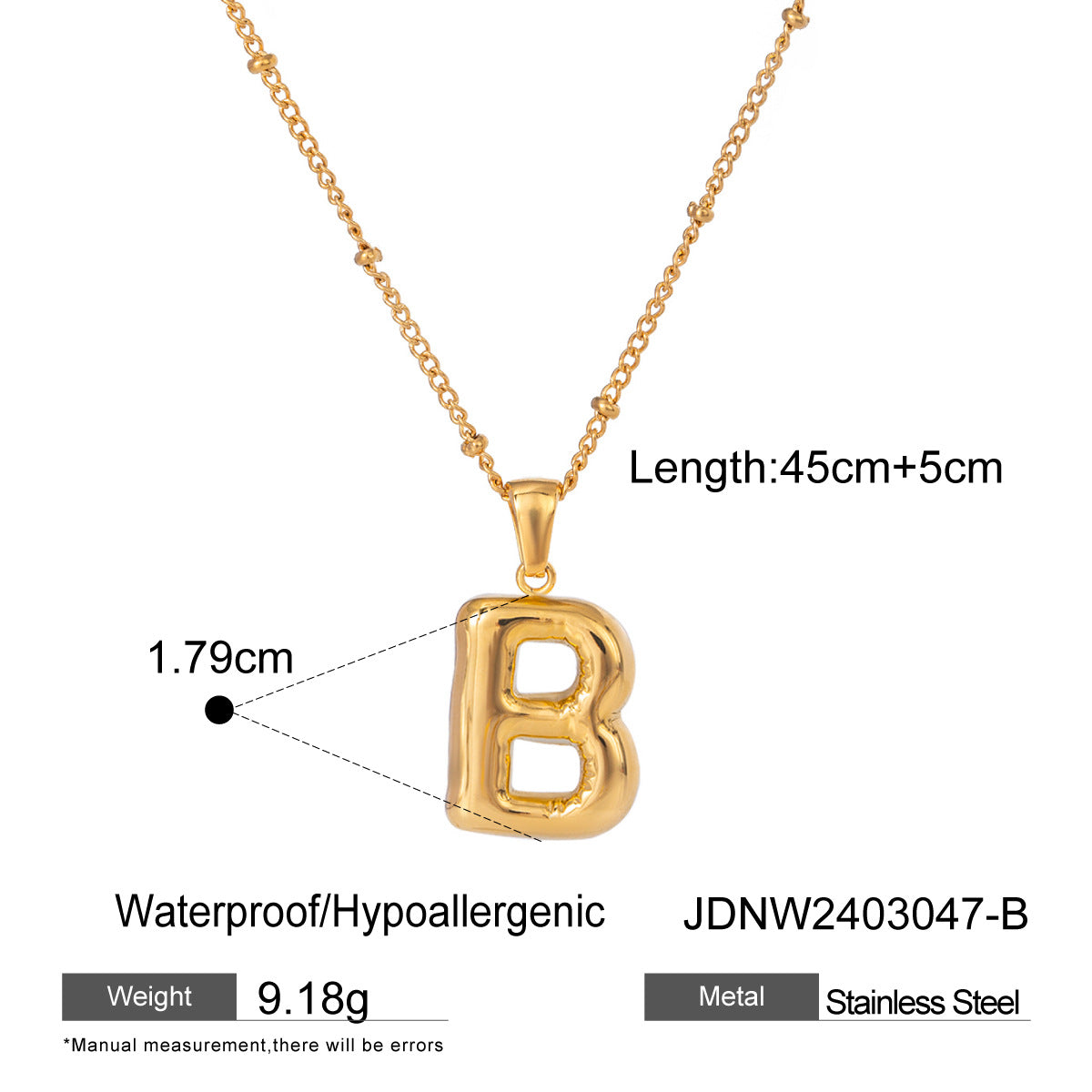 Minimalist Stainless Steel Letter Pendant Necklace Plated Titanium Steel Chain for Women