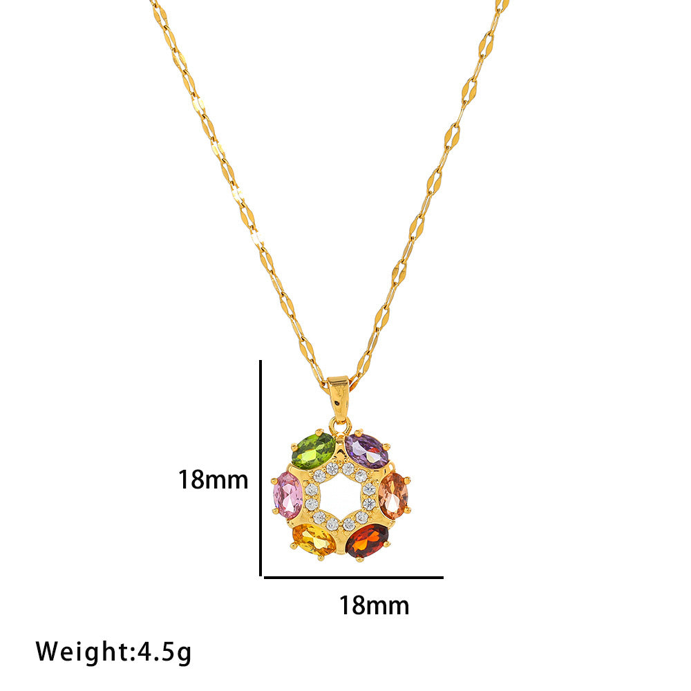 Collana Minimalista Floreale in Acciaio al Titanio con Intarsio di Strass per Donna, Catena a Onda d'Acqua, Set Ciondolo Leggero Ipoallergenico