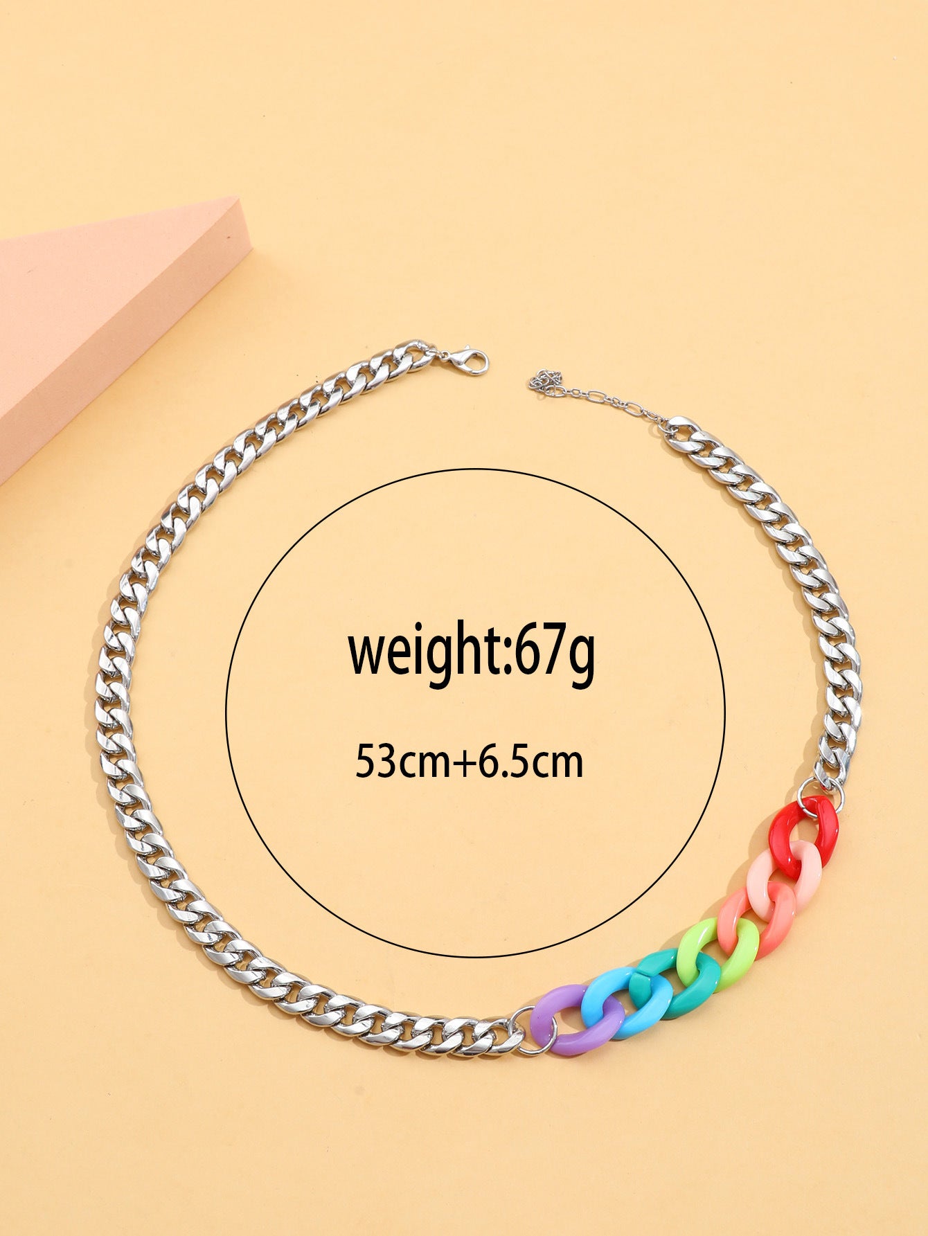 Collana Choker Unisex Multi-strato Colorata Acrilica a Maglia Cubana Gradiente in Stile Streetwear Dolce