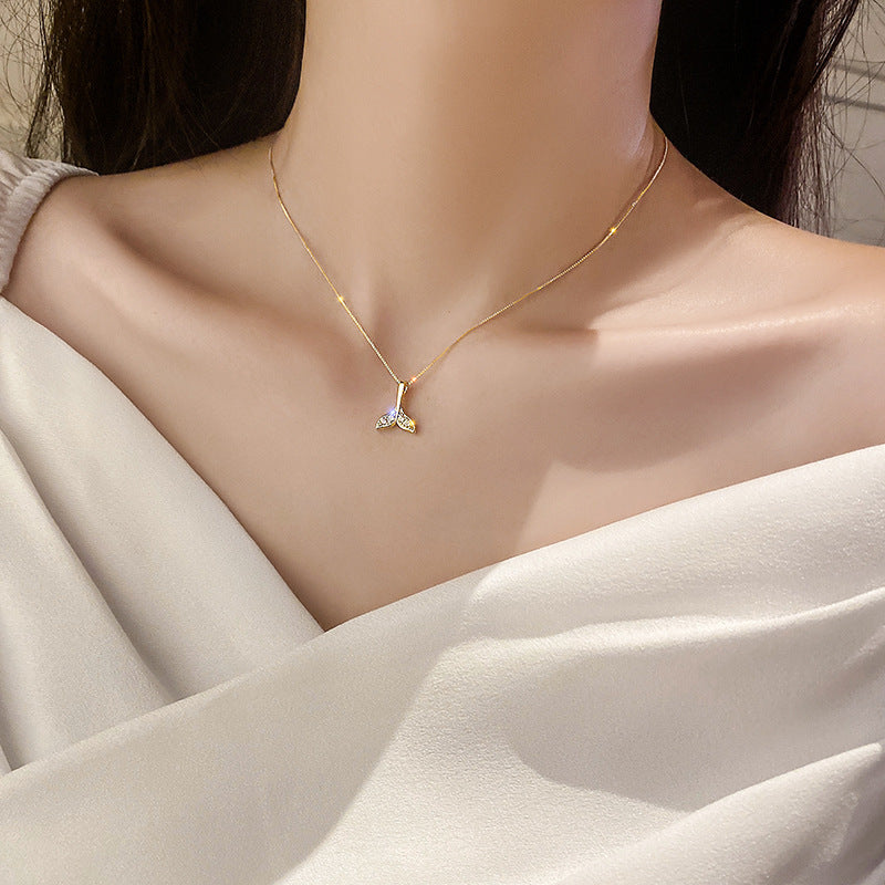 Minimalist Dolphin-Shaped Titanium Steel Pendant Necklace with Plated Finish for Women