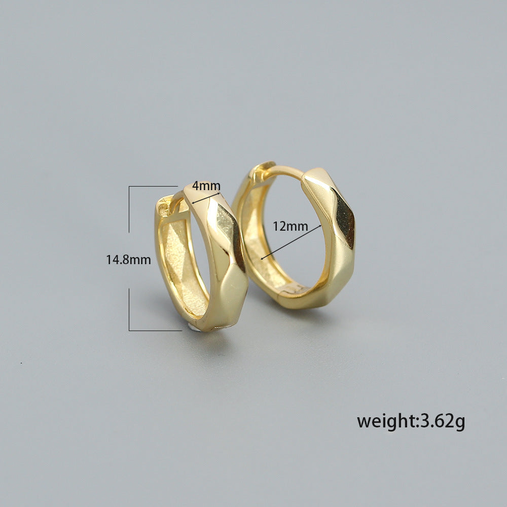 Orecchini a polsino a forma geometrica in Argento Sterling S925, placcati, per un look unisex alla moda e per tutti i giorni